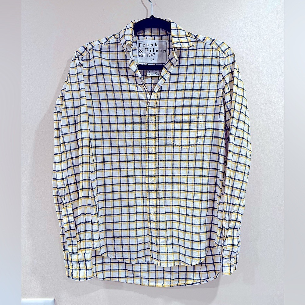 🔥Frank & Eileen Men's White and Yellow Plaid Shirt🔥